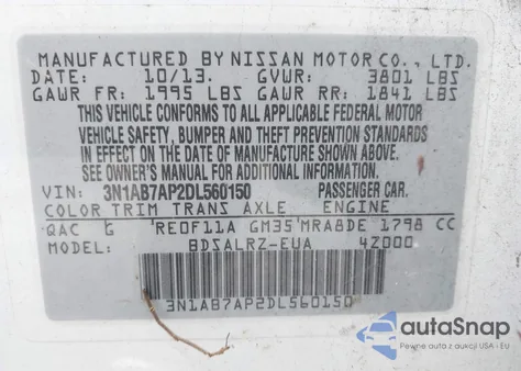 2013 Nissan Sentra Sr from USA, damaged, VIN 3N1AB7AP2DL560150